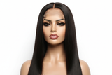 Realistic 22” straight 4x4 lace unit on mannequin with beat face and plump lips