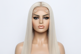 Realistic straight 613 13x4 lace unit on mannequin w/ beat face 