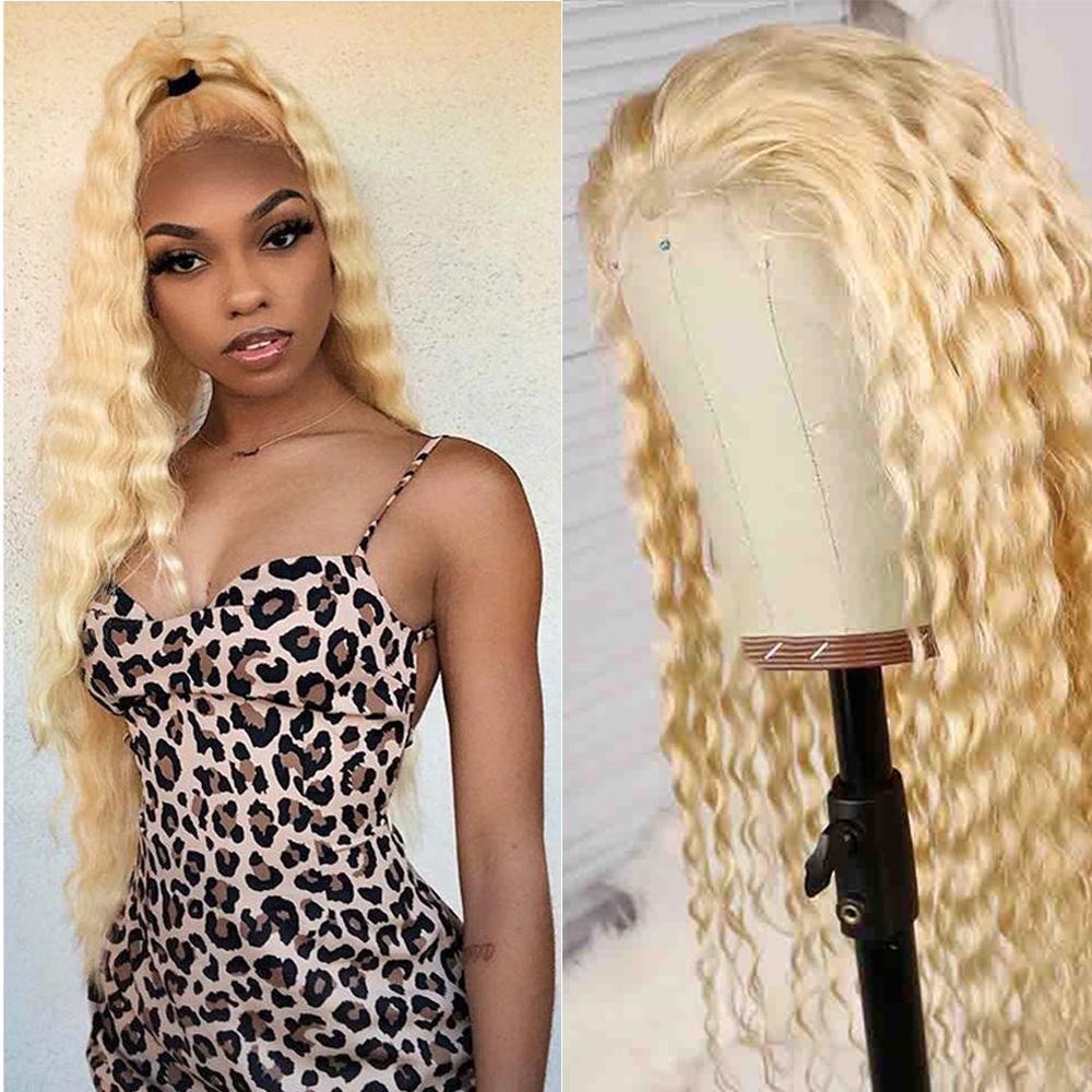 613 Deep Wave 4x4 Transparent Closure Lace Wig 180 Density Top