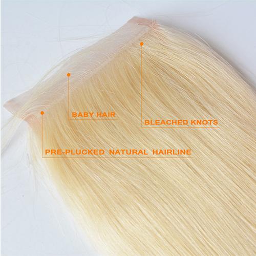 #613 Straight Closure Human Hair Blonde Closure